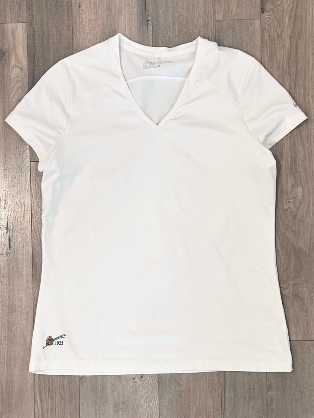 Nike White V-Neck Short Sleeve Performance Golf Top